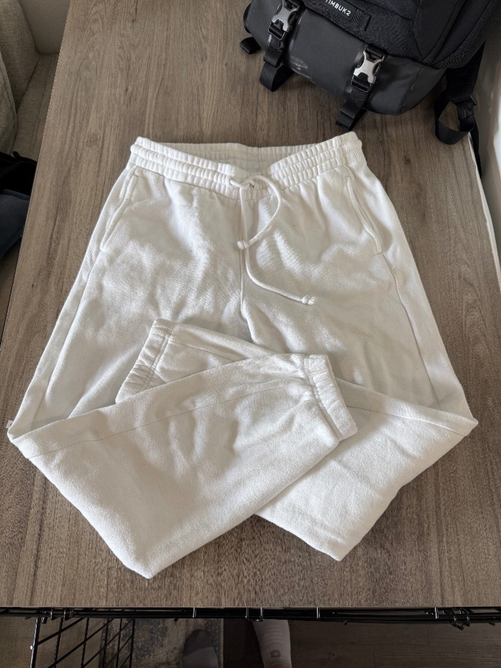 Aritzia TNA Cozy White Sweatpants